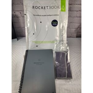 Rocketbook Smart Reusable Notebook Dot Grid Letter Gray Spiral Notebook New